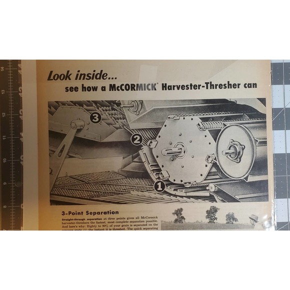 1956 New McCormick Harvester-Thresher Combine Magazine Advertisement 2 Page - Picture 5 of 6
